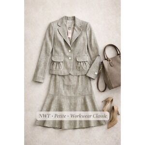 Ann Taylor Plaid Wool Skirt Suit Set | 2P | NWT